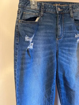 Arizona Jeans Womens Distressed Bootcut Denim Pants With Faded Detailing Size 9 thumbnail 2