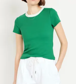 Old Navy Green Ribbed Baby Tee thumbnail 4