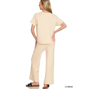 Zenana Viscose‎ Round Neck Top & Pants Set - Medium thumbnail 3