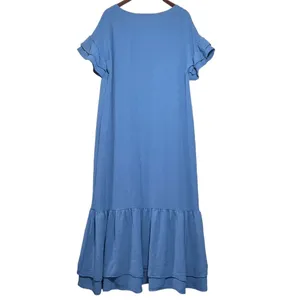 Beeson River Maxi Dress NWT Women's Large Lagenlook Ruffle‎ Drop Waist Blue thumbnail 4