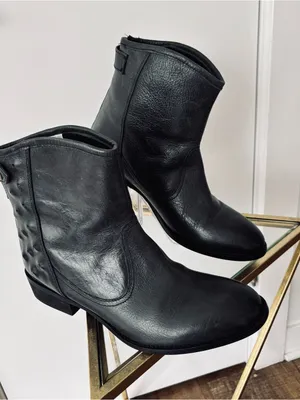 Naughty Monkey Black leather Rustic Cowboy Ankle boots women's 10 thumbnail 4