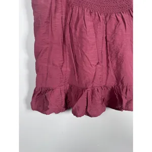Maeve Peplum Tank Top Womens Large Burgundy Boho Smocked Cottage Flowy Date thumbnail 3