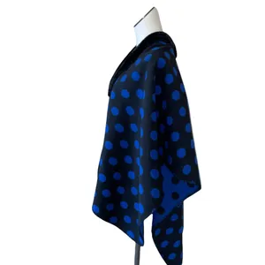 NWOT LOFT Sweater Poncho Cardigan Polka Dot With Faux Fur Trim Marino Wool thumbnail 4