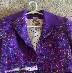 Vintage More Dash Than Cash Bouclé Purple Cropped Jacket thumbnail 2