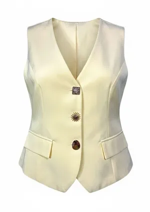 Milk & Honey Women’s Yellow Tailored Vest Size Small V-Neck NWOT Career Chic thumbnail 1