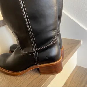 NWOB FRYE Anthropologie Frye Campus 14L Wide Calf Boots in Black Gatsby Leather thumbnail 7