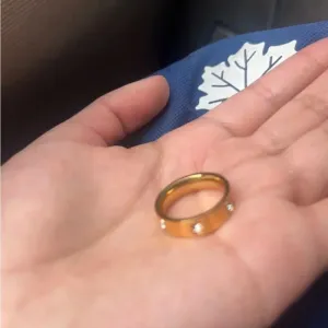 New Unisex 14k gold-plated stainless steel stone‎ band ring, Size 7 thumbnail 12