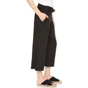 Vince Black Linen Blend Belted Utility Culottes Wide Leg Cropped Pants Size 6 thumbnail 3