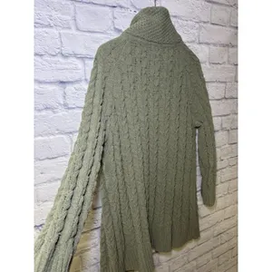POL Open Cardigan L Duster Sweater Fisherman Chunky Knit Comfy green thumbnail 14