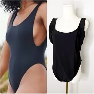 Aerie Black Scoop Neck Low Back One Piece Swimsuit Marlot Size XL thumbnail 2