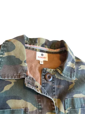Sundry Button-Down Camo Jacket Shacket Layering 100% Cotton Streetwear Sz Large thumbnail 8