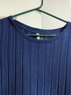 Women Navy blue pleated dress with short sleeves #pleated #dress thumbnail 3