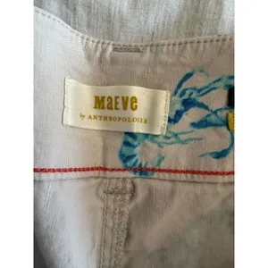 Maeve The Colette Wide Leg Pants Women 27 Blue Lobster Print Linen Blend Cropped thumbnail 8