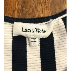 Lea & Viola Black White Striped Wide Leg Jumpsuit Twist Front V‎ Neck Size Large thumbnail 7