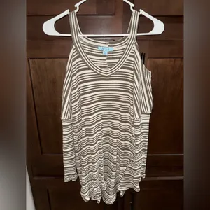 She + Sky Striped Cold Shoulder Long Sleeve Top thumbnail 2