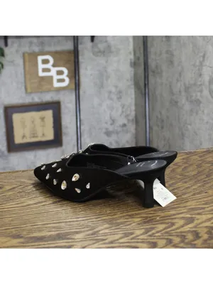 A New Day Katia Rhinestone Teardrop Satin Mule Heels 94663382 Black 8.5M thumbnail 2