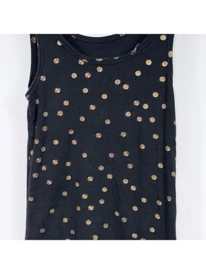 A New Day Women’s Black Metallic Gold Polka Dot Tank Top Size Small thumbnail 2