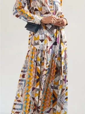 Anthropologie Flounced abstract maxi NWT thumbnail 3