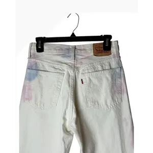 Levi's 501 Straight Leg Jeans Women 26 White Tie Dye Denim Button Fly Hippie thumbnail 5