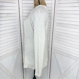 Apt. 9 Chunky Multi Knit Crew Neck‎ Tunic Sweater Cream Winter White XL thumbnail 2