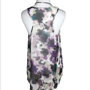 Love Squared Purple Lilac Water Color Casual Summer Hi/Lo Tank Top M thumbnail 4