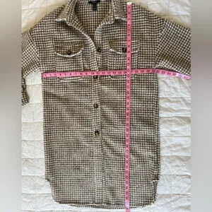Forever 21 Brown & Cream Brushed Houndstooth Longline Shacket - Small thumbnail 7