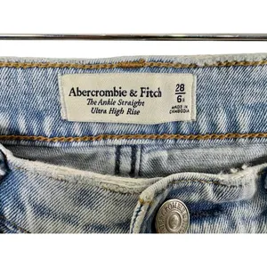 NEW Abercrombie & Fitch Ankle Straight Ultra High Rise Blue Denim Jeans Sz 28 6 thumbnail 3