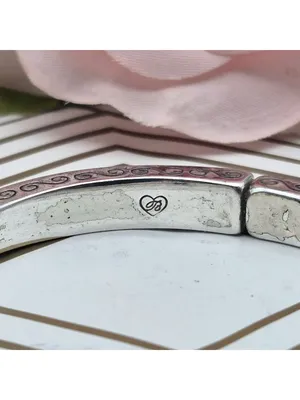 Brighton Secret of Love Hinged Bangle Bracelet Silver Plated Crystals & Etching thumbnail 7