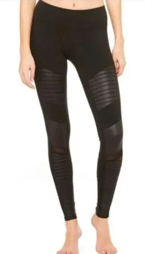 Alo Yoga Mid Waisted Moto Leggings Black‎ Size XS thumbnail 1