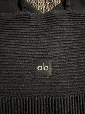 Alo Yoga Denim Knit Mini Dress Bodycon Black Size XS thumbnail 6