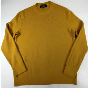 Banana Republic Italian Merino Wool Waffle Knit Sweater Mustard Yellow Large thumbnail 1