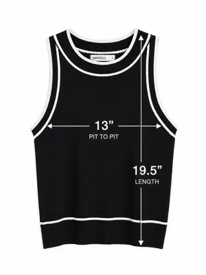 MIHOLL Black White Trim Sweater Tank Top Sleeveless Knit Size S thumbnail 6