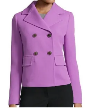 Liz Claiborne Double Breasted Blazer Sz S Purple Textured‎ Business Office Siren thumbnail 1