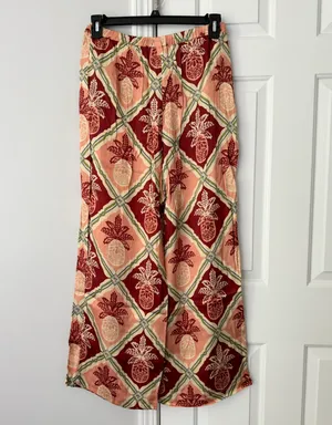 NWT Farm Rio Pineapple Satin Wide-Leg Pants, Size M thumbnail 9