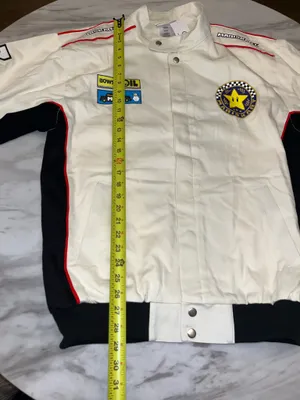 Nintendo Brand New Mario Kart Racing Jacket Large Cream Graphic Bomber thumbnail 4