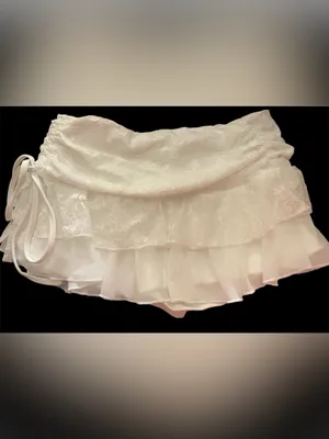 SheIn Coquette White Lace Mini Skirt with Inner Shorts Victorian Romantic Small thumbnail 2