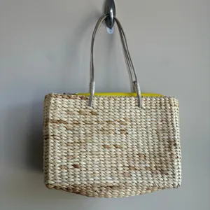 xhilaration 100% corn husk woven handbag mid length straps zipper closure fruit thumbnail 3