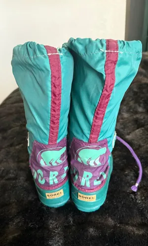 Vtg SOREL Winter Snow Rubber Boots 6 Removable Felted Liner Green thumbnail 3