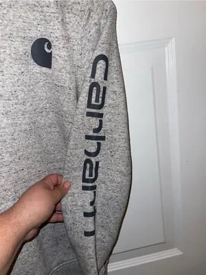 Like New Carhartt Gray Logo Hoodie Sweatshirt - Small, 4-6 thumbnail 3