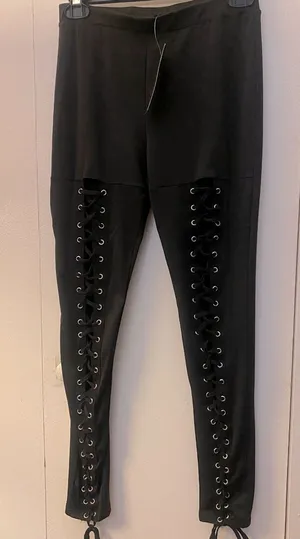 Milkyway lace-up black leggings Medium NWT thumbnail 1