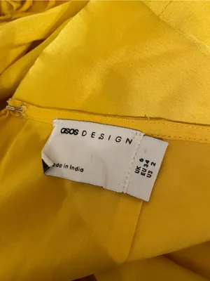 NWT ASOS Yellow Embroidered Bodice Satin Bias Midi Dress Size 2 thumbnail 10