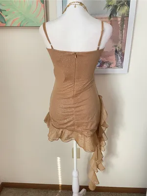 Babyboo Dixie Gold Sparkle Glitter Mini Dress in Small New *NO GLOVES* thumbnail 6