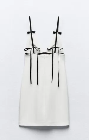 dress mini fitted bodycon white bow wedding party contain evening thumbnail 15