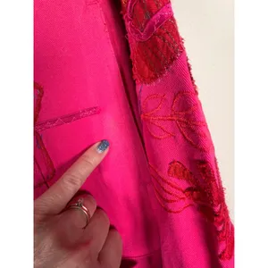 Laura Ashley Womens Pink‎ Embroidered Floral Applique Denim Jacket Small Spring thumbnail 10