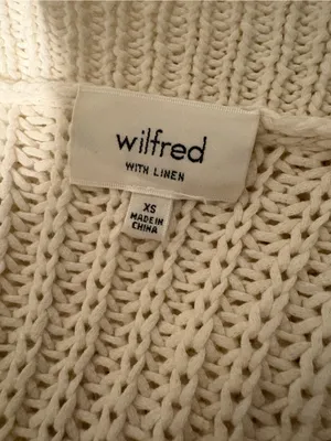 Wilfred Aritzia Linen Cotton Blend Cream Square-Neck Knitted Tank Top thumbnail 4