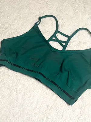VS PINK Active Green & Black Ultimate Strappy Back Sports Bra Size Small thumbnail 6