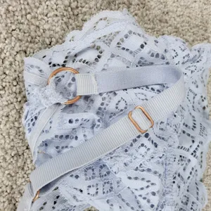 Aerie Lace Bralette Womens S Blue Padded Adjustable Crossed Strap Lingerie Top thumbnail 5