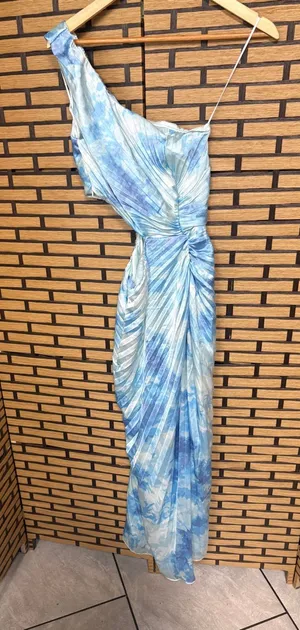 Abercrombie & fitch blue tie dye cutout maxi dress size small petite thumbnail 1