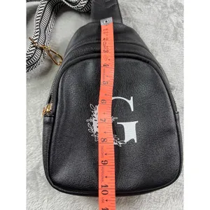 Black Monogram G Mini Backpack Sling Bag Hidden Zipper Compact Travel Pack Chic thumbnail 9