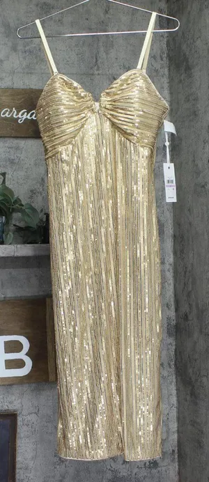 Siena Womens Sequined Midi Dress SATP1740 Gold Yellow 6 thumbnail 1